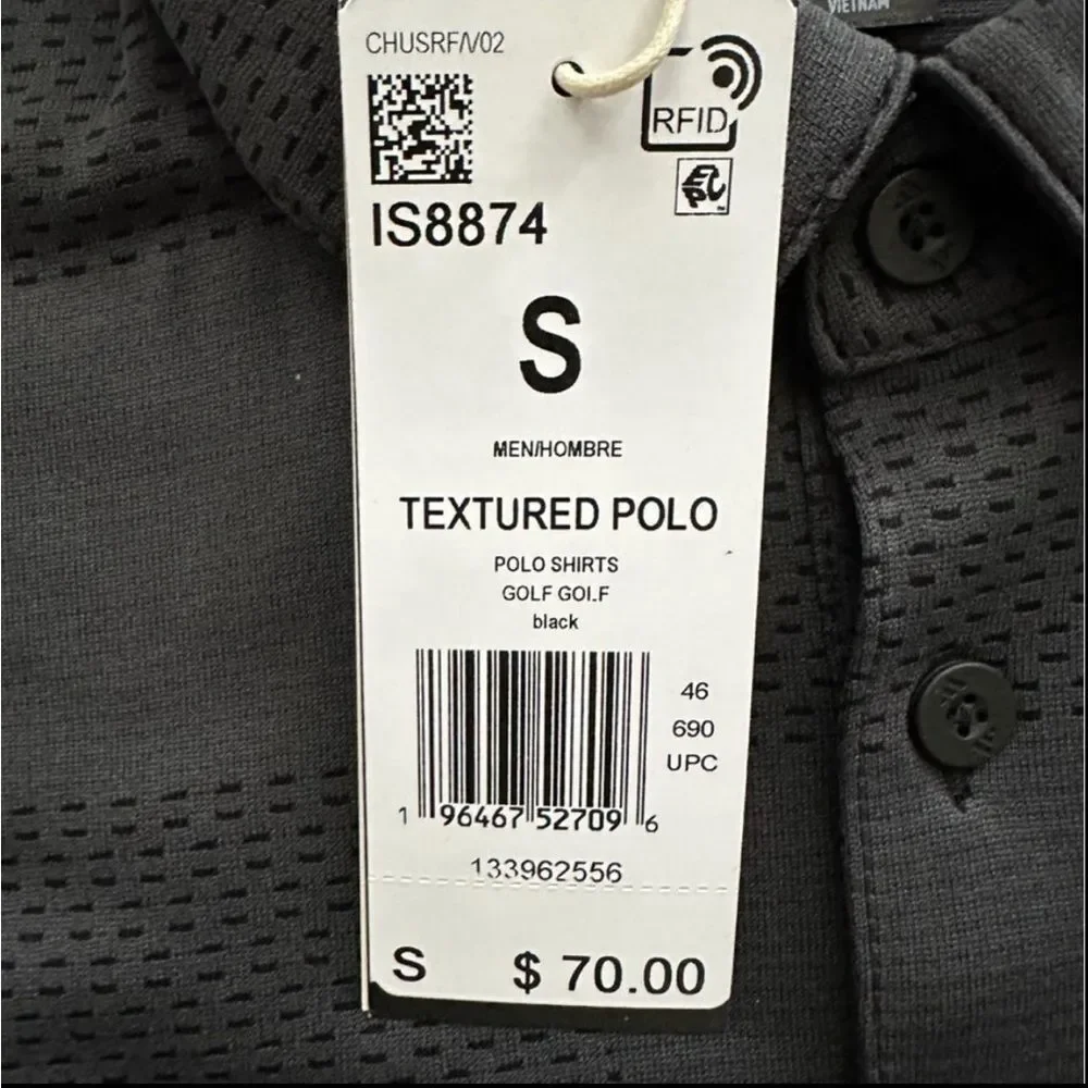 NWT Adidas Ultimate365 Textured Golf Polo Shirt Black Small IS8874